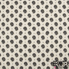 Voile de coton élasthanne grand imprimé abstrait safran fushia fond blanc discret