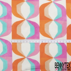Voile de coton élasthanne imprimé provençale noir fond écru rectangle lurex or