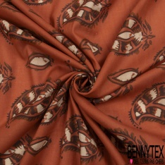 Voile de coton élasthanne imprimé floral shabby fond mastique