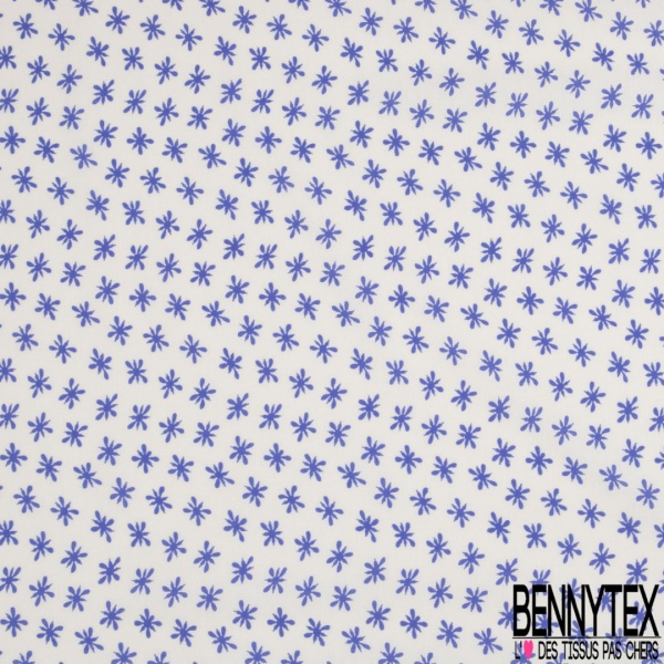 Voile de coton élasthanne imprimé floral cachemire fond crème