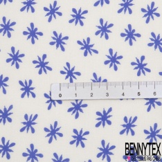 Voile de coton élasthanne imprimé floral cachemire fond crème