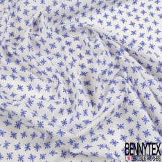 Voile de coton élasthanne imprimé floral cachemire fond crème