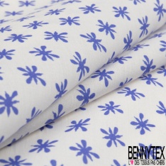 Voile de coton élasthanne imprimé floral cachemire fond crème