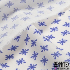 Voile de coton élasthanne imprimé floral cachemire fond crème