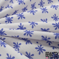 Voile de coton élasthanne imprimé floral cachemire fond crème