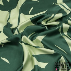 Coupon 3m Satin viscose élasthanne imprimé floral taie and die colorsi fluo fond rose fluo