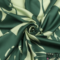 Coupon 3m Satin viscose élasthanne imprimé floral taie and die colorsi fluo fond rose fluo