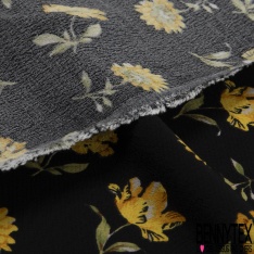 Coupon 3m Crêpe viscose imprimé fleur cachemire fond fantaisie marron mastique