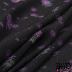 Coupon 3m Crêpe viscose imprimé fleur champêtre jaune fond noir
