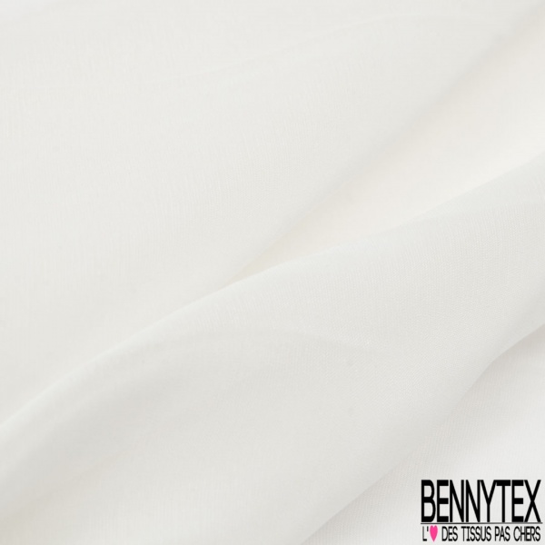 Coupon 3m Voile soie viscose uni blanc naturel
