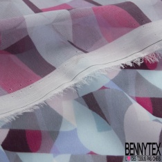 Coupons de 3m de mousseline polyester lancé découpé floral fond grenadine lurex or argent petite laize