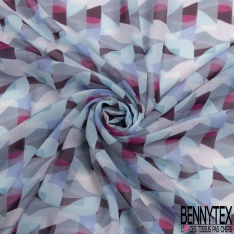 Coupons de 3m de mousseline polyester lancé découpé floral fond grenadine lurex or argent petite laize