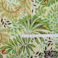 Coupon 3m fibranne viscose grand imprimé cachemire multicolore fond écru