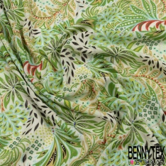 Coupon 3m fibranne viscose grand imprimé cachemire multicolore fond écru