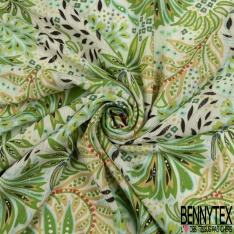 Coupon 3m fibranne viscose grand imprimé cachemire multicolore fond écru