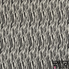 Maille Gaufrée Imprimé Multitude Grande Feuille Or Vieilli Rosé et Noir fond Blanc