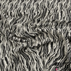 Maille Gaufrée Imprimé Multitude Grande Feuille Or Vieilli Rosé et Noir fond Blanc