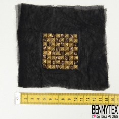 Patch bande satin taupe perle broderie sequinbronze noisette or vieilli mat