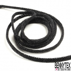5m cordon plat simili cuir noir mat