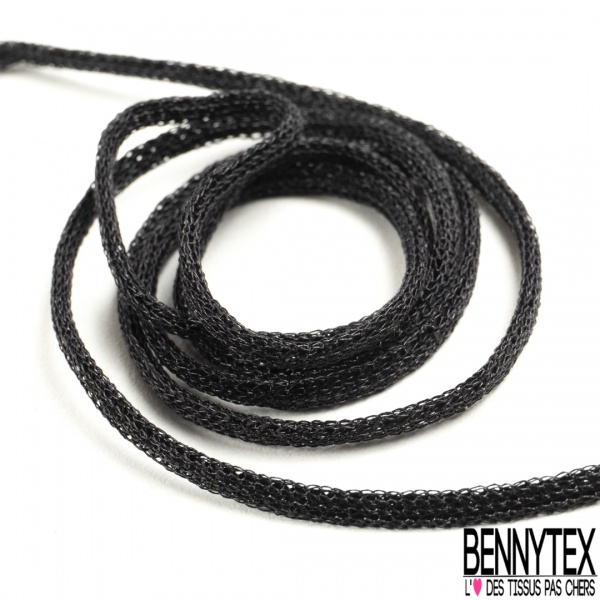5m cordon plat simili cuir noir mat