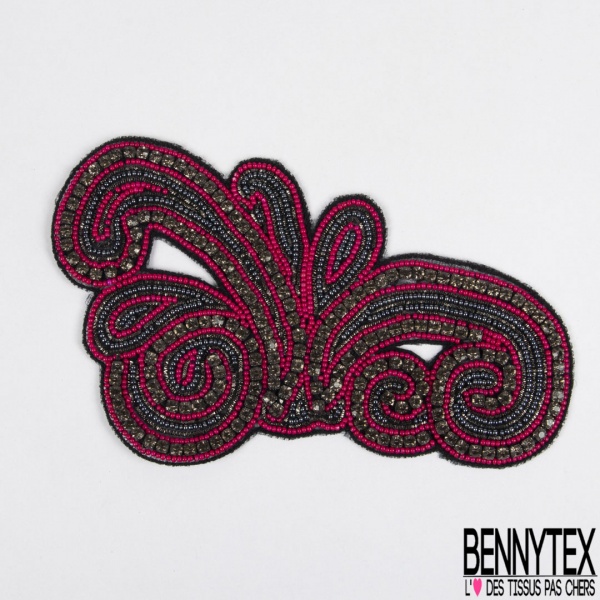 Patch bijou strass perle et sequin ton bronze turquoise