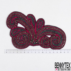 Patch bijou strass perle et sequin ton bronze turquoise