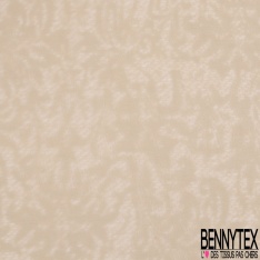 Coupon 3m jersey coton polyester fin dévorée floral baroque ton sur ton écru