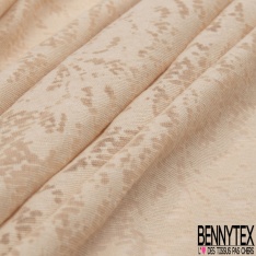 Coupon 3m jersey coton polyester fin dévorée floral baroque ton sur ton écru