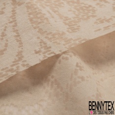 Coupon 3m jersey coton polyester fin dévorée floral baroque ton sur ton écru