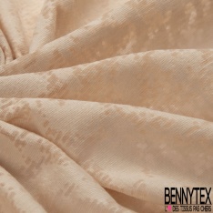 Coupon 3m jersey coton polyester fin dévorée floral baroque ton sur ton écru