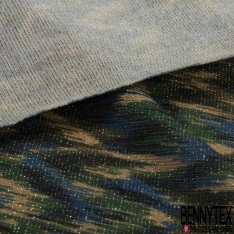 Coupon 3m maille crêpe motif baroque noir sable mylar argent