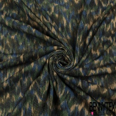 Coupon 3m maille crêpe motif baroque noir sable mylar argent