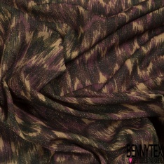 Coupon 3m maille motif abstrait sapin bleu très vif kaki noir blé nouveau lurex or