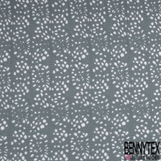 Dentelle guipure coton fixe motif floral bleu de gris