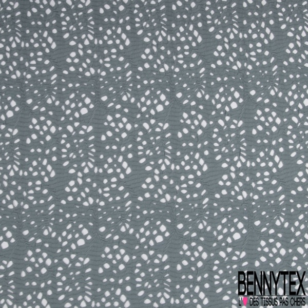 Dentelle guipure coton fixe motif floral bleu de gris