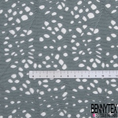 Dentelle guipure coton fixe motif floral bleu de gris