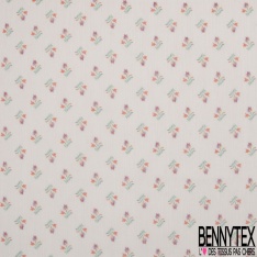 Mousseline crépon coton soie motif petite tulipe fond mastique petite laize