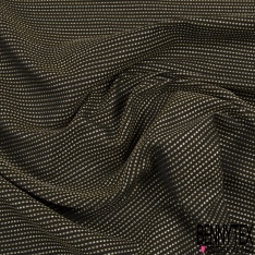 Jacquard polyester coton motif petite coeur beige et rose fond ottoman blanc optique