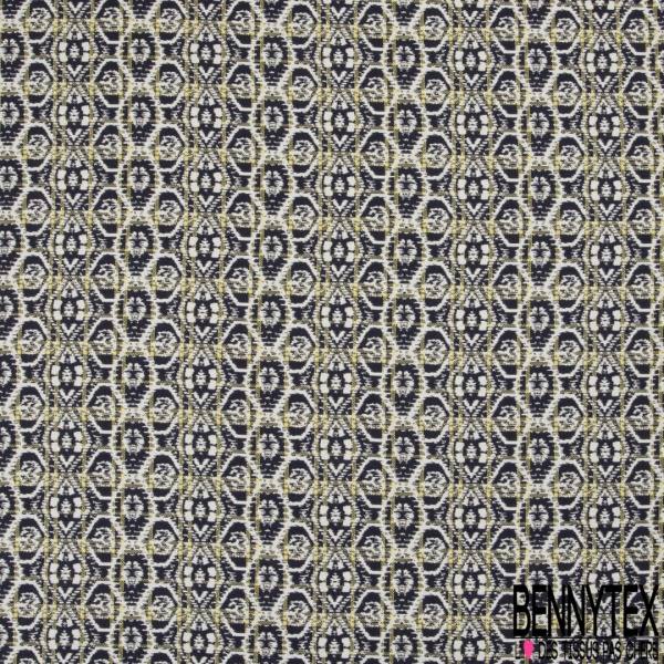 Jacquard coton fruit fond chiné noir perle