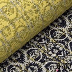Jacquard coton fruit fond chiné noir perle