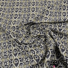 Jacquard coton fruit fond chiné noir perle