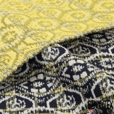 Jacquard coton fruit fond chiné noir perle