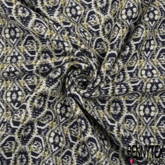 Jacquard coton fruit fond chiné noir perle