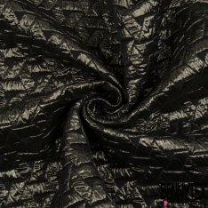 Brocart matelassé de luxe motif grande fleur baroque lurex canon de fusil fond gris argenté