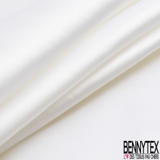 Satin de soie polyamide élasthanne de luxe uni blanc cassé