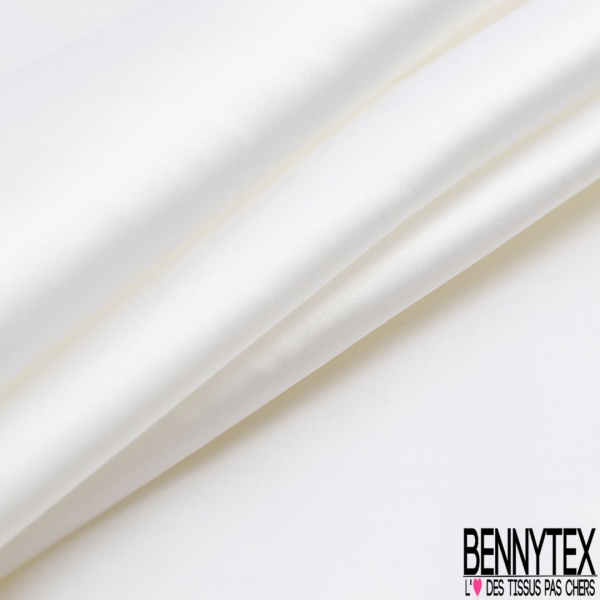 Satin de soie polyamide élasthanne de luxe uni blanc cassé