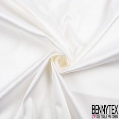 Satin de soie polyamide élasthanne de luxe uni blanc cassé
