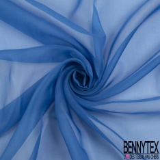 Mousseline de soie uni bleu roi