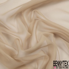 Mousseline de soie georgette satiné uni blanc discret