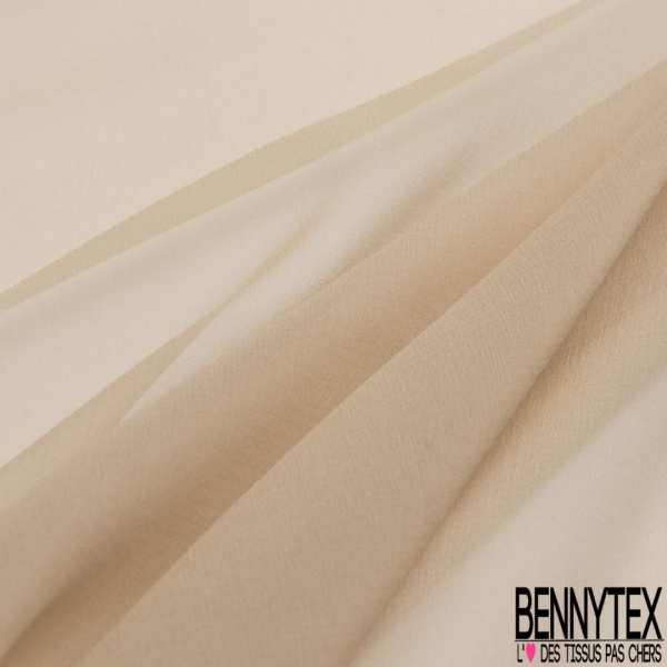 Mousseline de soie georgette satiné uni blanc discret